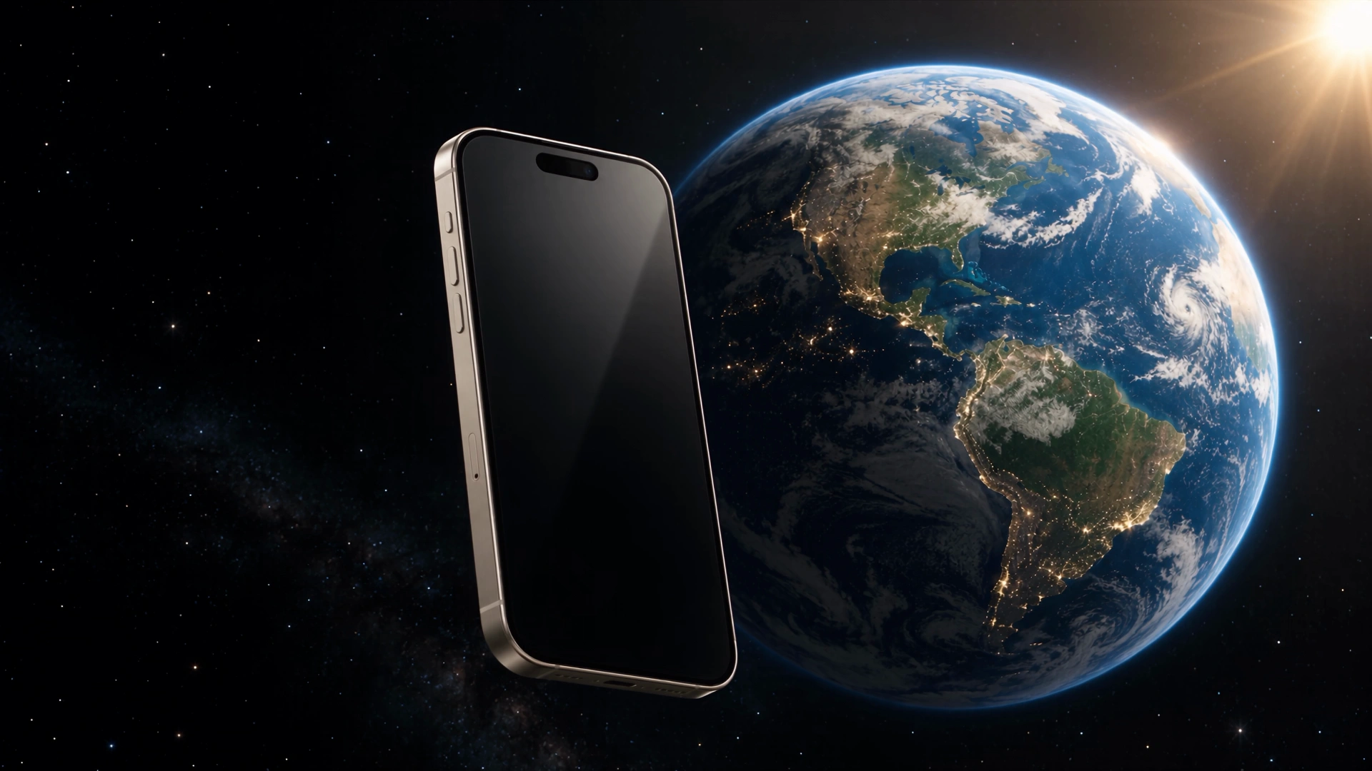 A titanium phone above Earth, opening ELEVYN’s lifestyle story