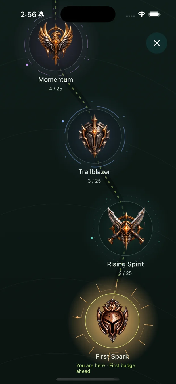 Elevyn badges app screen